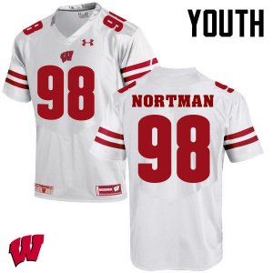 Youth Wisconsin Badgers NCAA #98 Brad Nortman White Authentic Under Armour Stitched College Football Jersey YW31I71OI